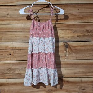 Lilt Pink and White Floral Tiered GIRLS Dress